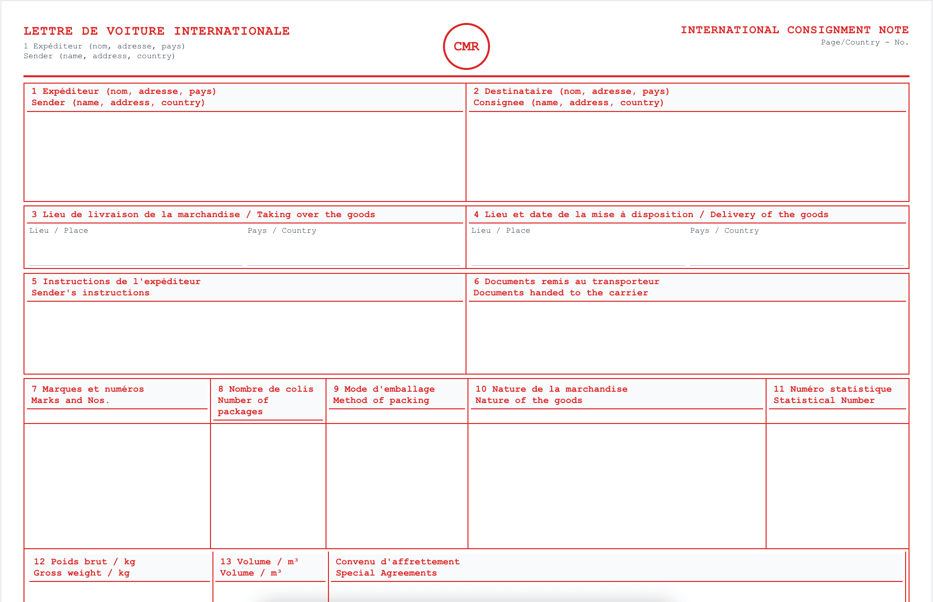 Averion TMS automated CMR document generation showing compliant CMR form with customer details, vehicle information, and route data automatically populated